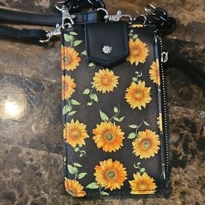 Sunflower Print Black Crossbody Bag